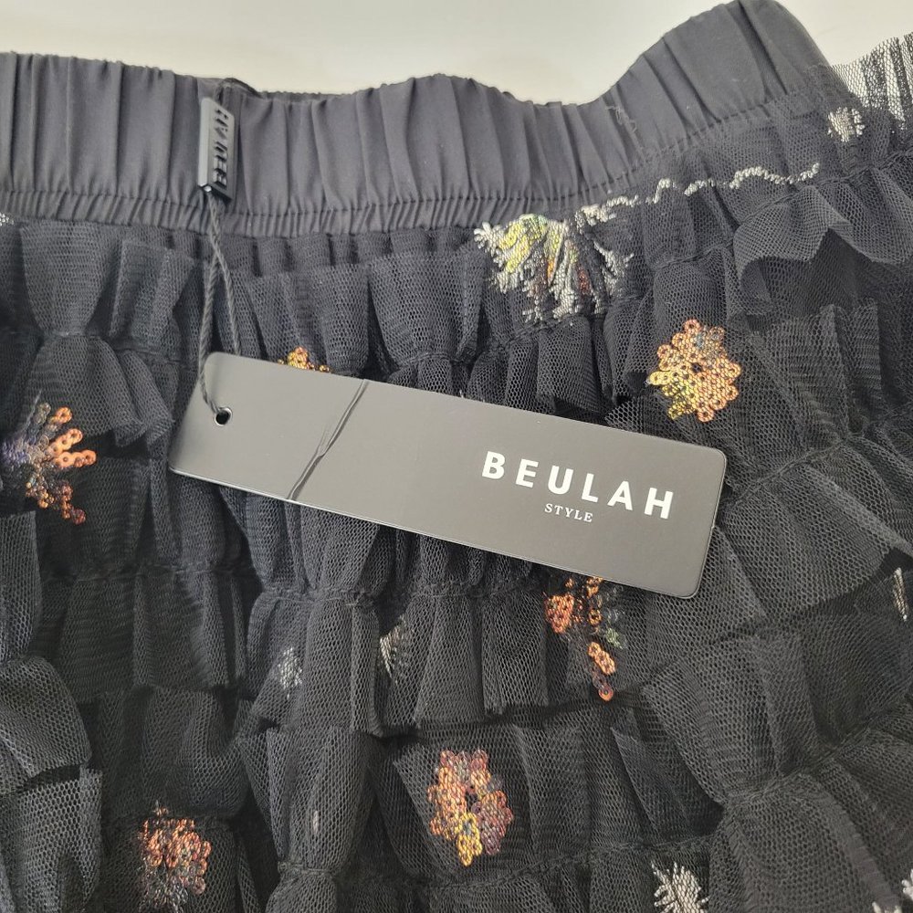 Beulah Style Black Ruffled Tulle High Low Embroidered Skirt NWT - Picture 7 of 8